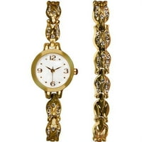 Ženski sat i narukvica poklon Set, zlatni ton
