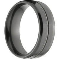 Ravni Crni cirkonijumski prsten sa jednim središnjim Milgrain utorom