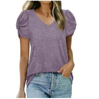 Košulje za žene Trendy Comfy Lable Tunic Tops V izrez duhove rukav ženski vrhovi i bluze Ležerne bluze Majice
