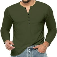 Colisha muns t majice Henleyct majica s dugim rukavima Ležerna teretana puna boja bluza vojska zelena 2xl