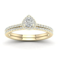 Imperial 10k žuto zlato 7 8CT TDW dijamantski oreol Svadbeni prsten sa kruškom