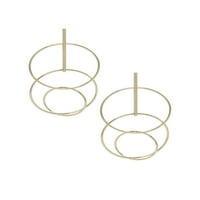 Ettika ženske zlatne tonske ciklične Multi-Ring & Drop Bar velike naušnice
