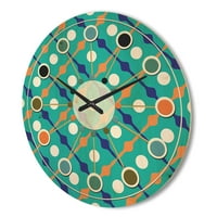 Designart 'Abstract Retro Pattern Design XXIV' Mid-Century Modern Wood Wall Clock