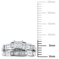 Miabella ženski CT. Dijamantski klaster vjenčani i zaručnički prstenovi postavljeni od 14kt bijelog zlata