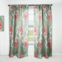 Designart 'Flowers With Green Leaves II' Floral Curtain Panel