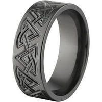 Ravni Crni cirkonijumski prsten sa mljevenim Keltskim dizajnom