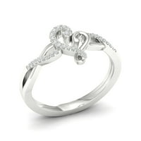 1 10ct TDW Diamond 10k Bijelo zlato apstraktno srce modni prsten
