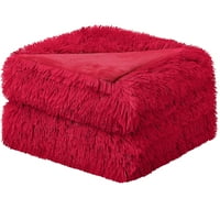 Unique Bargains Shaggy Microfiber Bed Throw Blanket Red 59 79