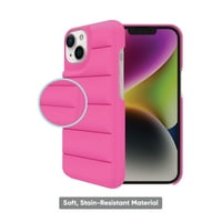 onn. Puffer meka prošivena futrola za telefon za iPhone Plus-Pink