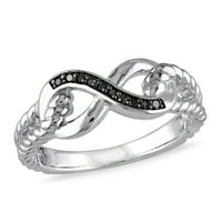 Miabella ženski crni dijamantski naglasak Infinity prsten u srebru
