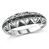 Karat T. W. Crni Dijamant i karat T. G. W. bijeli safir Sterling srebrni rezbareni prsten