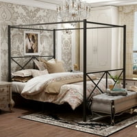 Aukfa metalni krevet s baldahinom sa čvrstim okvirom za krevet, Poster metalni okvir s baldahinom sa uzglavljem