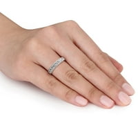Miabella ženski karat T. G. W. stvorio bijeli safir Sterling srebrni polu-vječnost godišnjica prsten
