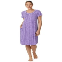 Aria Women's and Women's Plus Scoop Neck Henley Nightgown, 40