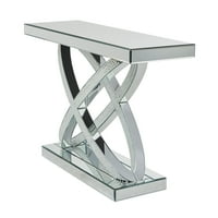 DecMode 47 32 srebro staklo X-oblika ogledalo geometrijski konzola sto sa kristalnim ukrasima, 1-komad