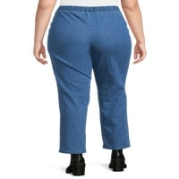 Samo moja veličina ženske Plus veličine navlači rastezljive tkane pantalone sa 2 džepa, takođe u sitnim