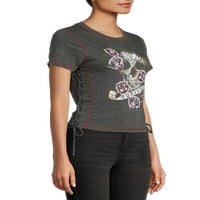 No Bounties Juniors ' Lace Up Graphic Print Tee