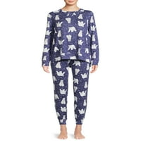 Tajno blago ženski i ženski Plus gornji dio dugih rukava, džogeri i šorc, 3-dijelni set prazničnih pidžama