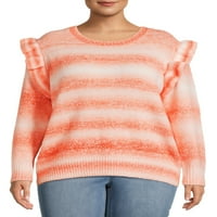 Heart N' Crush ženski džemper Plus Size Space-Dye rukav s volanima
