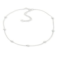 Gloria Vanderbilt Silver tonski lanac sa ogrlicom za ovratnik od perle, 16 Dužina