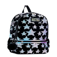 Justice Girls 17 ruksak za Laptop sa pom ključem, Crne zvijezde sa šljokicama