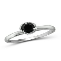 Karat T. W. okrugli crno-bijeli dijamantski srebrni oreol prsten