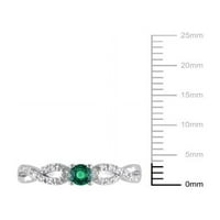 Carat T. G. W. stvorio smaragdni i dijamantski naglasak Sterling Silver Promise Ring