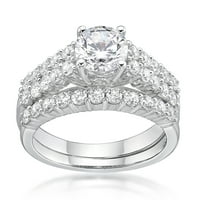 Jay Heart Designs Sterling Silver Simulirani Bijeli Dijamant Okrugli Vjenčani Prsten Set