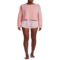 Grayson Social Women's and Women's Plus Size grafički pulover za spavanje i šorc Set, 2-komad