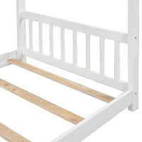 Aukfa House Bed Twin, krevet od punog drveta na platformi za djecu, okvir za kućni krevet za malu djecu-bijeli
