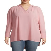 Terra & Sky Woven Plus Size V-izrez Dugi rukav sa štampanim tunikom bluza Top