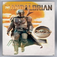 Star Wars: Mandalorian - Mando i zidni poster za hodanje djece, 22.375 34