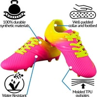 Vizari Kids Liga Turf u zatvorenom vanjskom nogometnim cipelama za dječake i djevojke, ružičasto žuto - 3.5
