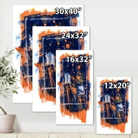 PRONAĐEDAČA NAVY BLUE I ORANGE SAŽETAK MODERNA CANVAS ZIDNI ART PRINT