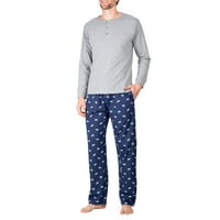 Muška pidžama set pidžama za muškarce PJ Set sa pamučnim pletenim muškim pidžama pantalonama i dugim rukavom