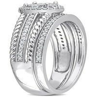 Carat T. W. Dijamantski Srebrni Ovalni Oreol Vjenčani Prsten