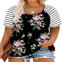 Chama Raglan majice kratki rukav osnovna bluza tunika ljetni cvjetni vrhovi za žene Plus Size