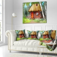 Designart ruralni pejzaž sa kućom - pejzažni štampani jastuk za bacanje-18x18