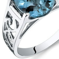2. CT ovalni oblik Londonski plavi Topaz Solitaire prsten u Sterling srebru