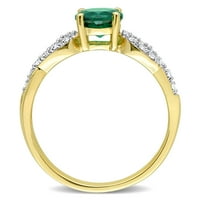 Miabella ženski CT stvorio Emerald & Diamond 10kt žuto zlato Infinity Twist godišnjica prsten