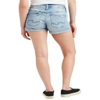 Silver Jeans Co. Ženski dečko srednji uspon kratak, veličine struka 24-36