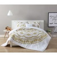 Početna Karma Gold White 3 4-komad jorgan Cover posteljina Set, Shams i ukrasni jastuk uključen