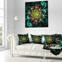 Designart savršen sjajni fraktalni cvijet u zelenoj boji - cvjetni jastuk-16x16