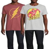 Stripovi Flash muške i velike muške grafičke majice, 2-Pack, S-3XL