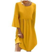 Haljine za žene Rukovske pune casual mini a-line ljeto okrugla orlovska haljina žuta s