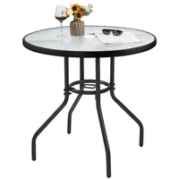 MART 31,5 Bistro stol za kafu okruglog dvorišta sa gornjim dijelom od kaljenog stakla za balkonski vrt, Crni