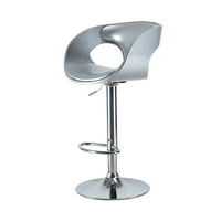 Merlyn Mid Century moderna tapacirana barska stolica sa niskim leđima u hromu, bijeloj i srebrnoj boji