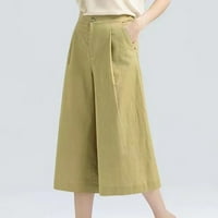 Durtebeua casual džepne tajice olovke hlače elastične struine labave hlače pantalone žene visoko struk žuti