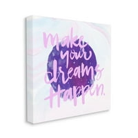 Stupell Industries Inspirational Dreams Happen Stars Purple Sky Quote Canvas Wall Art Design by Jennifer
