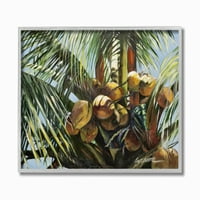 Stupell Industries tropical Palm Coconuts zelena žuta slika uokvirena zidna Umjetnost Suzanne Wilkins